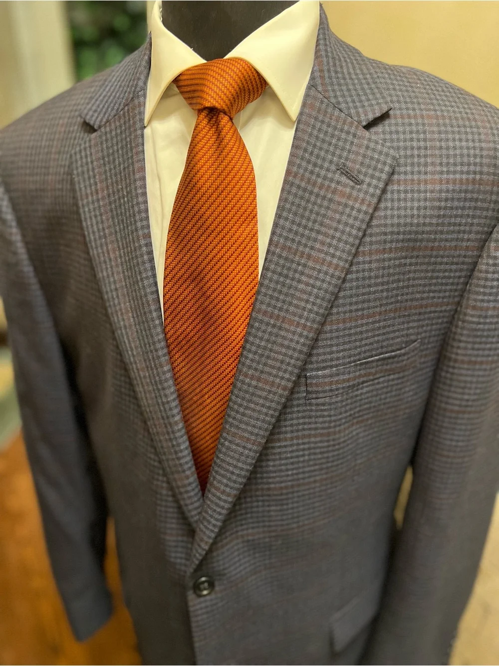 Jos A Bank 2 Button Plaid Check Sport Coat Blazer Jacket Blue Men 44L